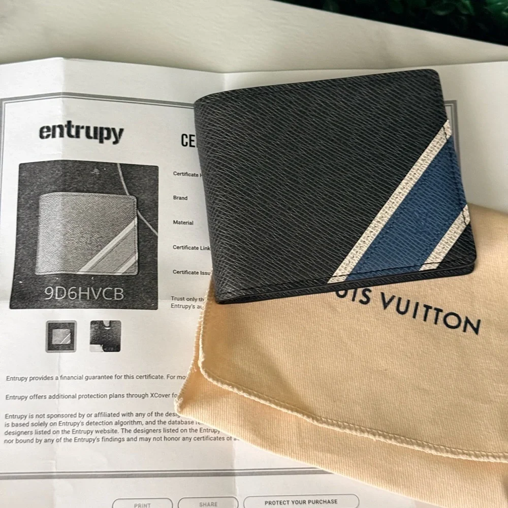 Louis Vuitton Men’s Bi-Fold Money Clip Wallet in Black and Blue Authentic - Picture 7 of 7